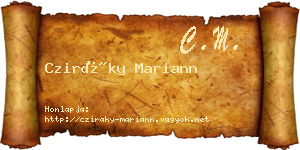 Cziráky Mariann névjegykártya
